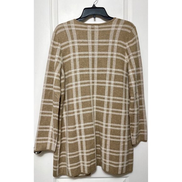 Talbots Textured Open Front Sweater Jacket - Plaid Size L - Picture 4 of 9